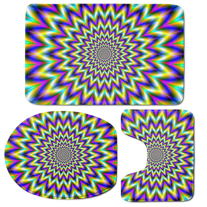 Twinkle Psychedelic Optical Illusion 3 Piece Bath Mat Set