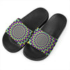 Twinkle Psychedelic Optical Illusion Black Slide Sandals