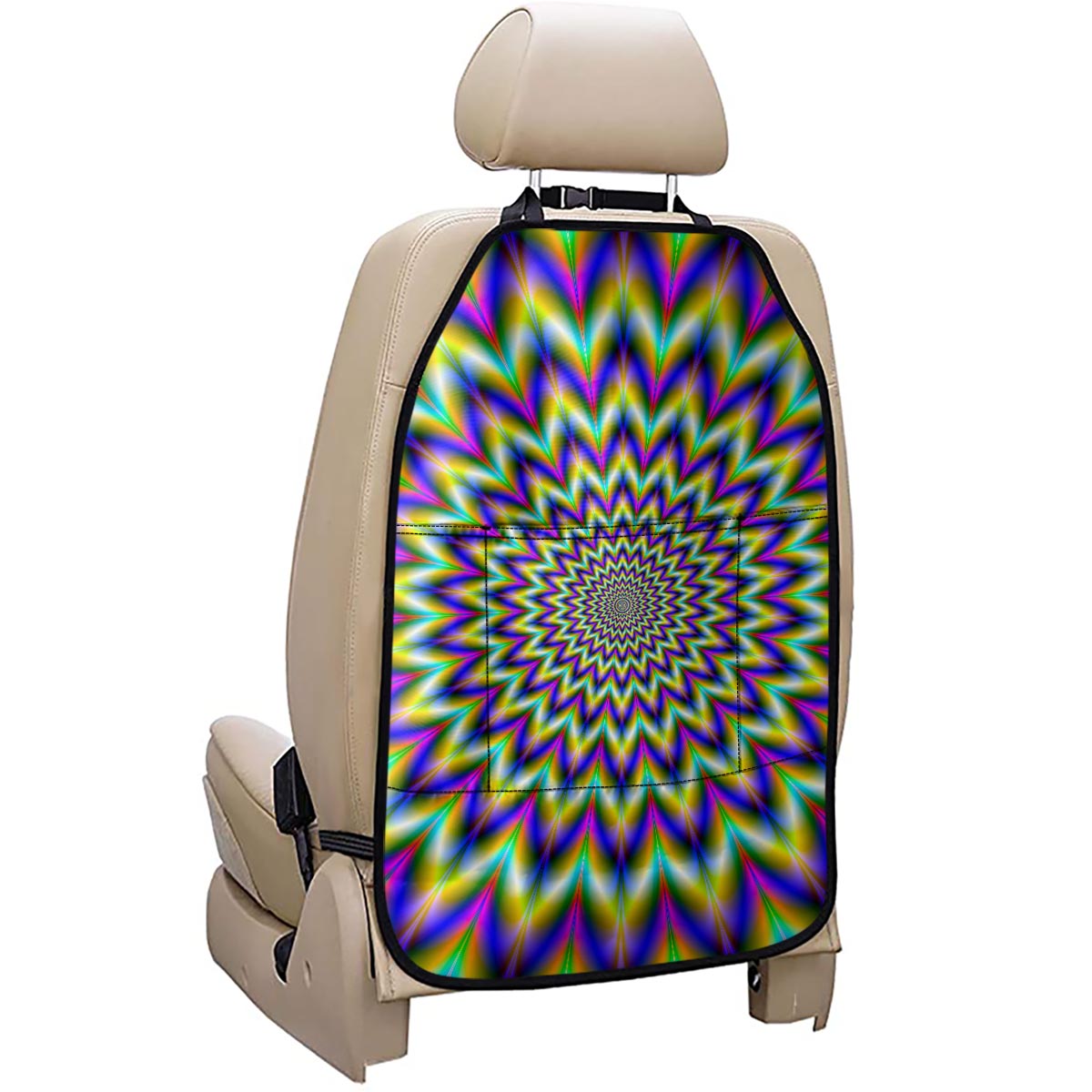 Twinkle Psychedelic Optical Illusion Car Seat Organizers