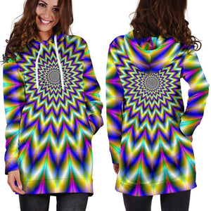 Twinkle Psychedelic Optical Illusion Hoodie Dress GearFrost