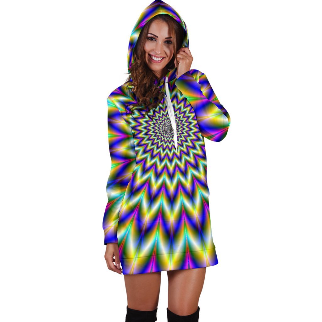 Twinkle Psychedelic Optical Illusion Hoodie Dress GearFrost