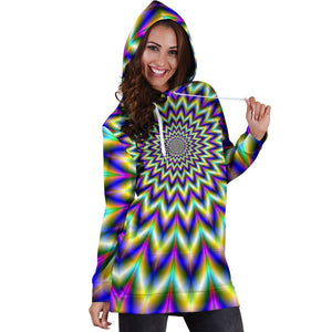 Twinkle Psychedelic Optical Illusion Hoodie Dress GearFrost