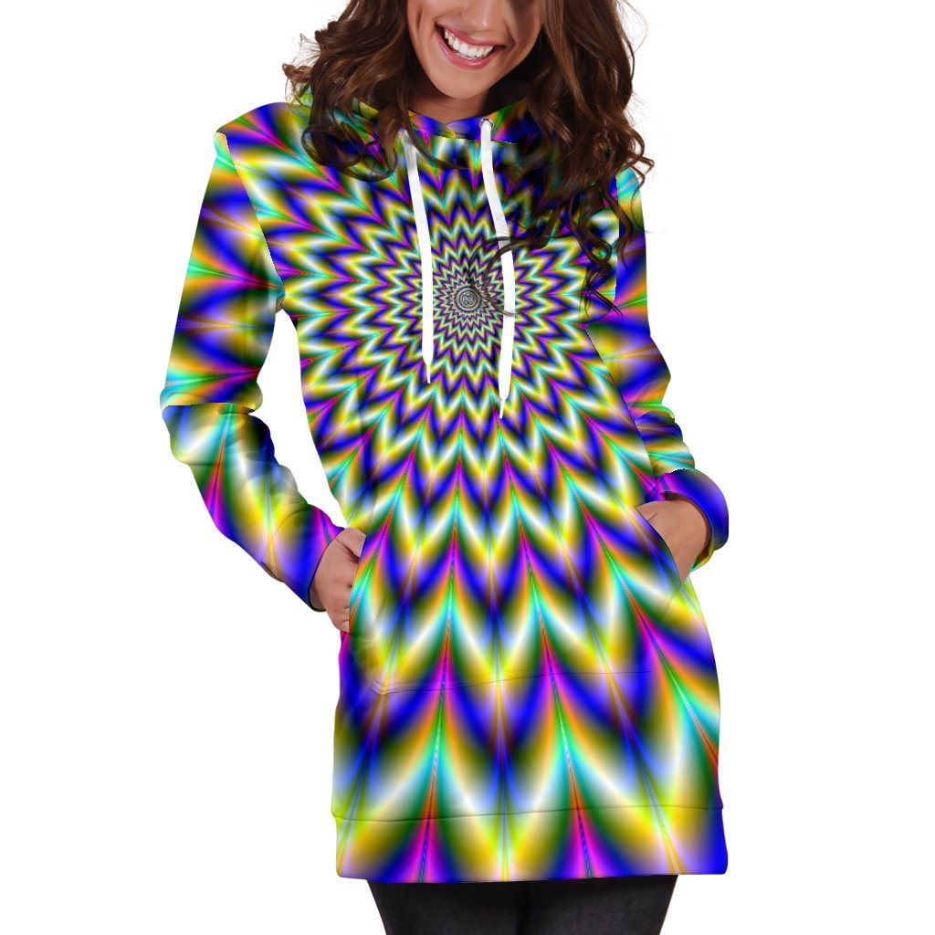 Twinkle Psychedelic Optical Illusion Hoodie Dress GearFrost