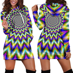 Twinkle Psychedelic Optical Illusion Hoodie Dress GearFrost