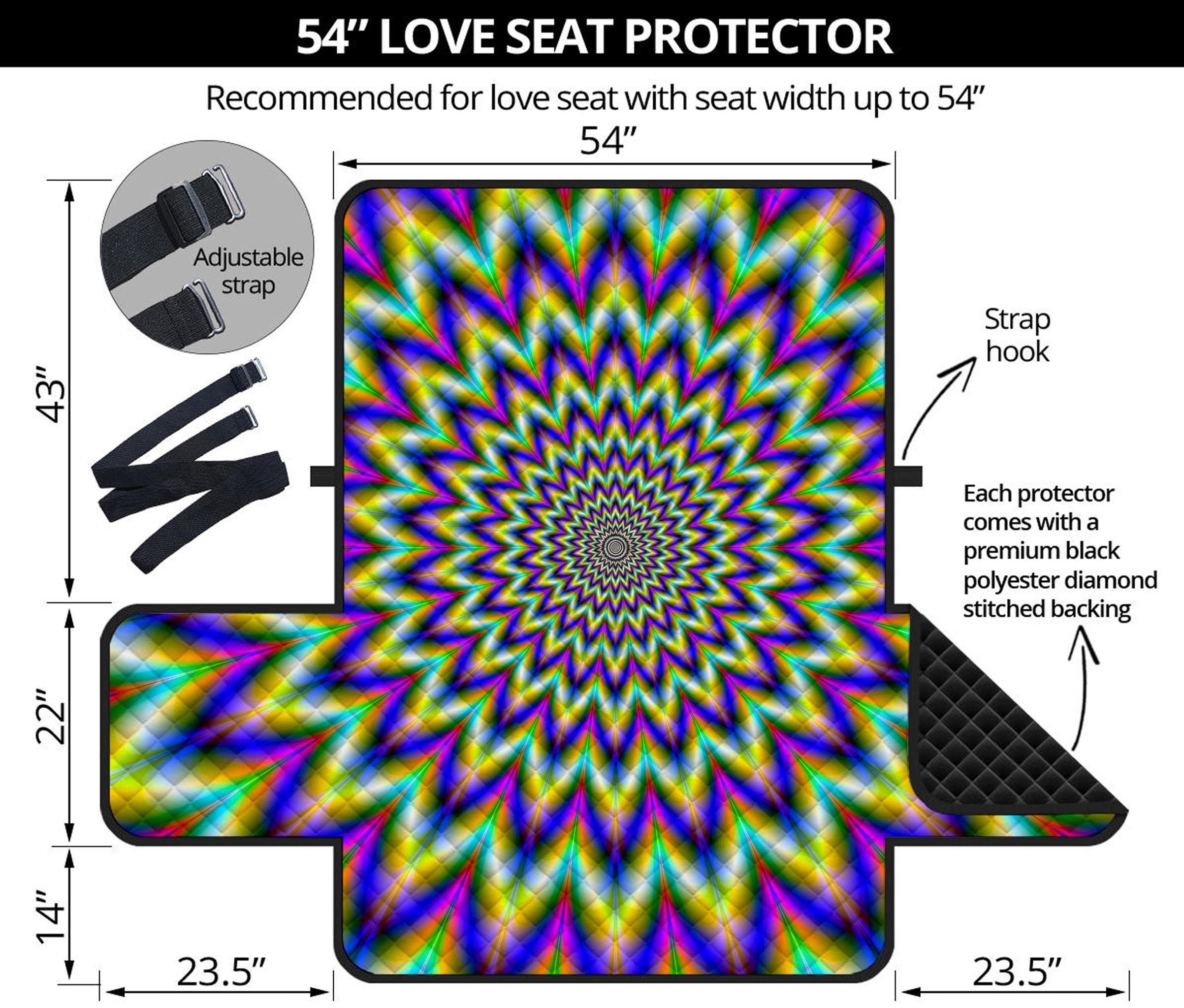 Twinkle Psychedelic Optical Illusion Loveseat Protector