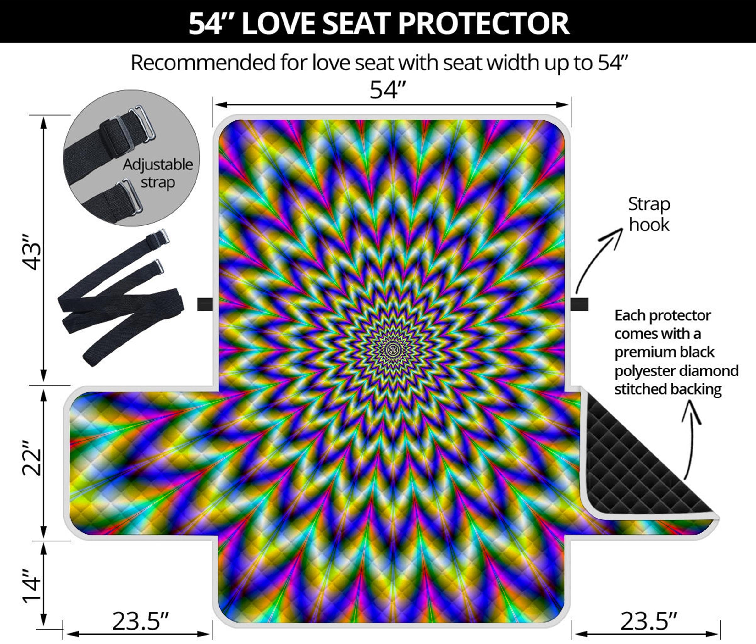 Twinkle Psychedelic Optical Illusion Loveseat Protector