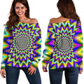 Twinkle Psychedelic Optical Illusion Off The Shoulder Sweatshirt