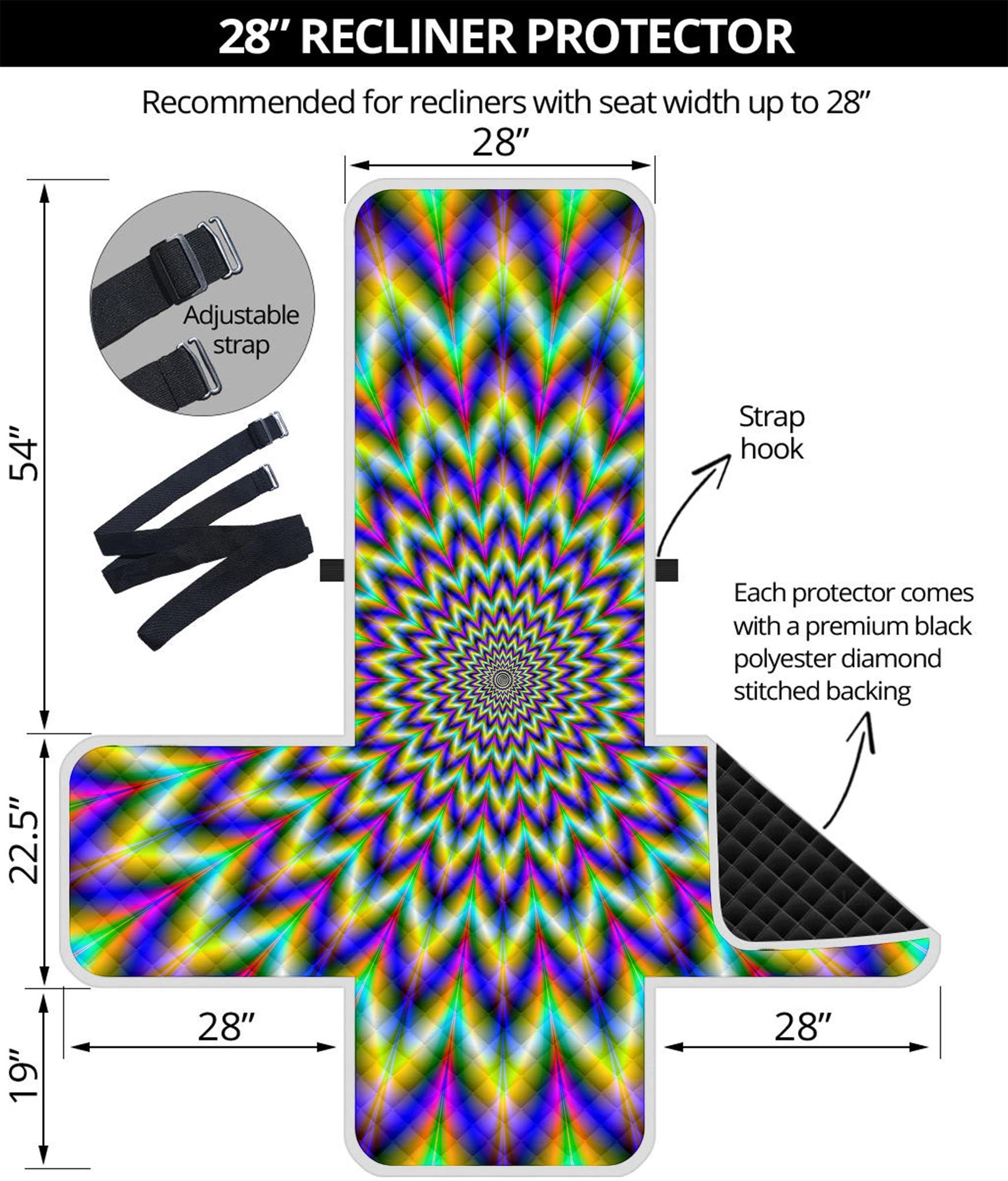 Twinkle Psychedelic Optical Illusion Recliner Protector