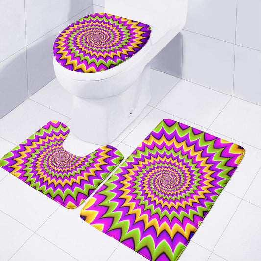 Twisted Colors Moving Optical Illusion 3 Piece Bath Mat Set
