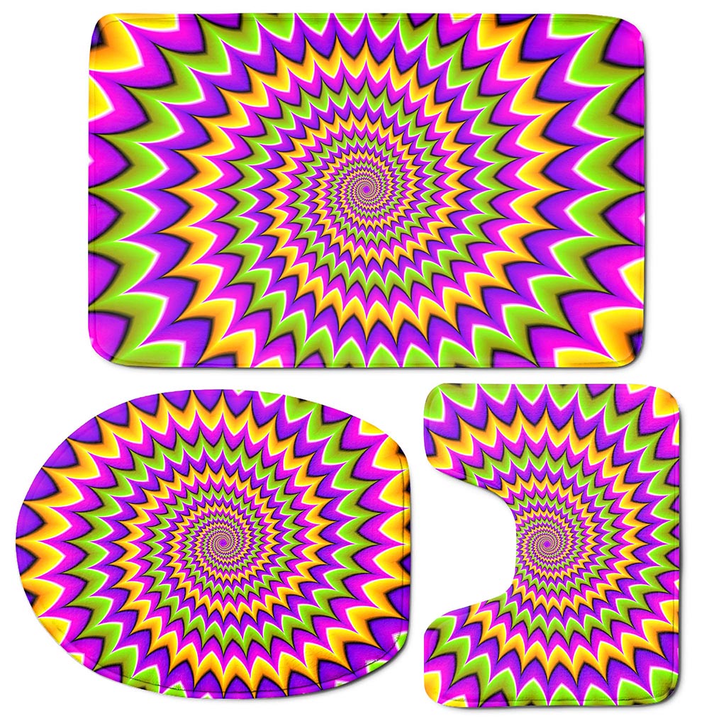 Twisted Colors Moving Optical Illusion 3 Piece Bath Mat Set