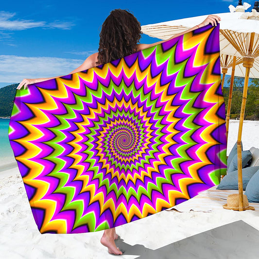 Twisted Colors Moving Optical Illusion Beach Sarong Wrap