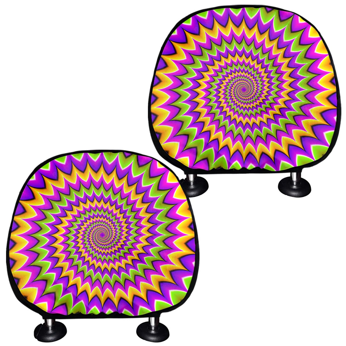 Twisted Colors Moving Optical Illusion Car Headrest Covers