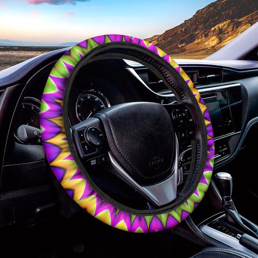 Twisted Colors Moving Optical Illusion Car Steering Wheel Cover