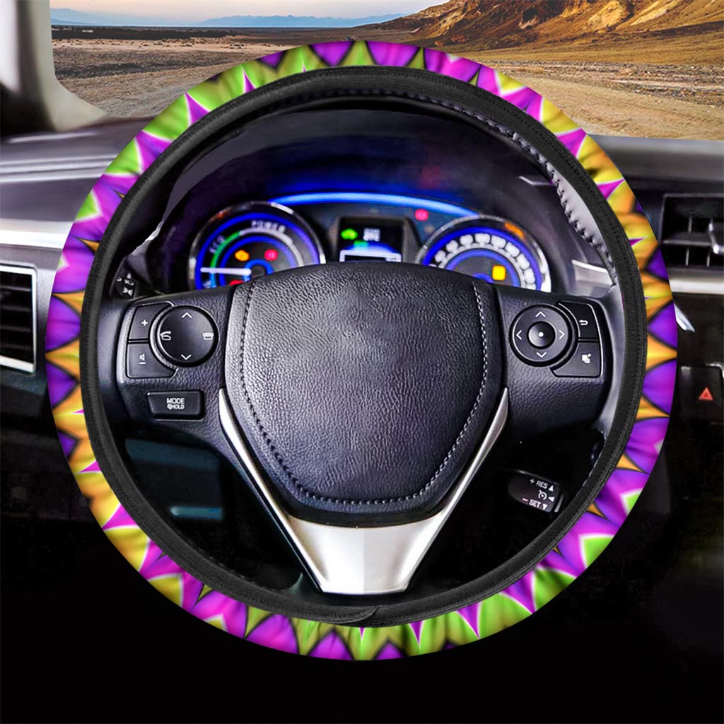 Twisted Colors Moving Optical Illusion Car Steering Wheel Cover