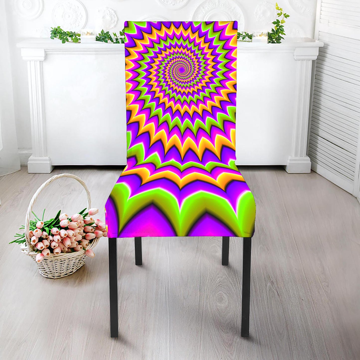 Twisted Colors Moving Optical Illusion Dining Chair Slipcover