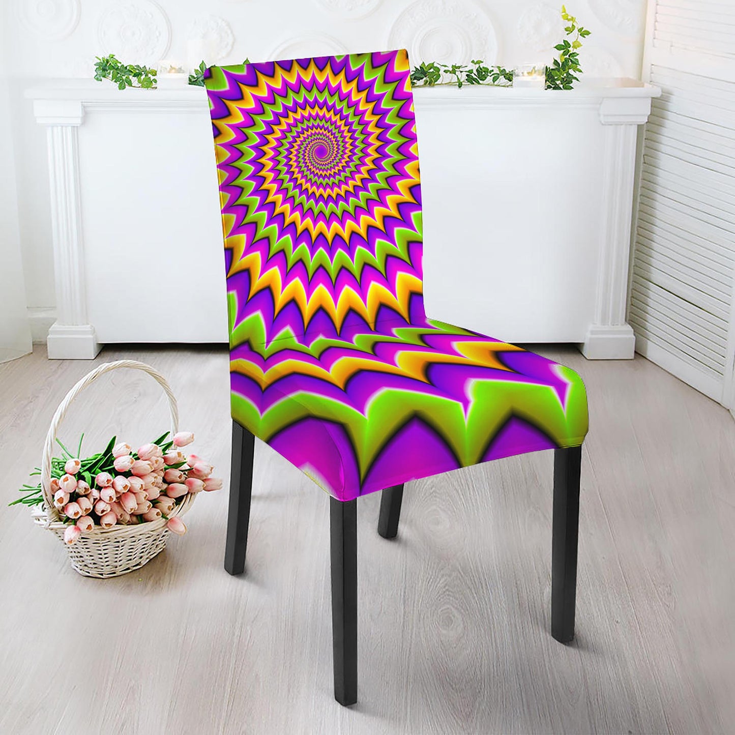 Twisted Colors Moving Optical Illusion Dining Chair Slipcover