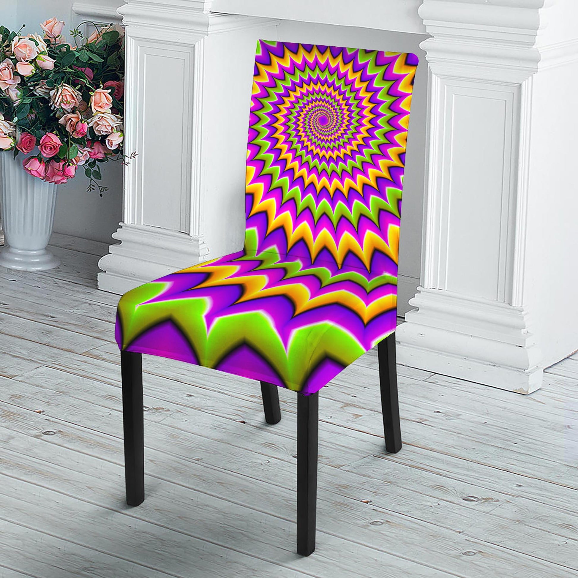 Twisted Colors Moving Optical Illusion Dining Chair Slipcover