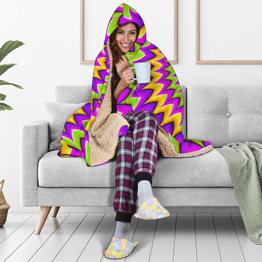 Twisted Colors Moving Optical Illusion Hooded Blanket