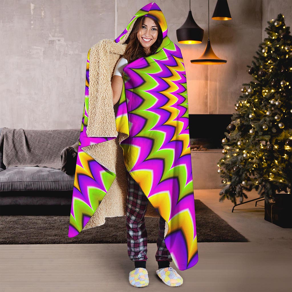 Twisted Colors Moving Optical Illusion Hooded Blanket