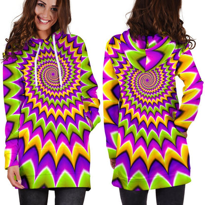 Twisted Colors Moving Optical Illusion Hoodie Dress GearFrost