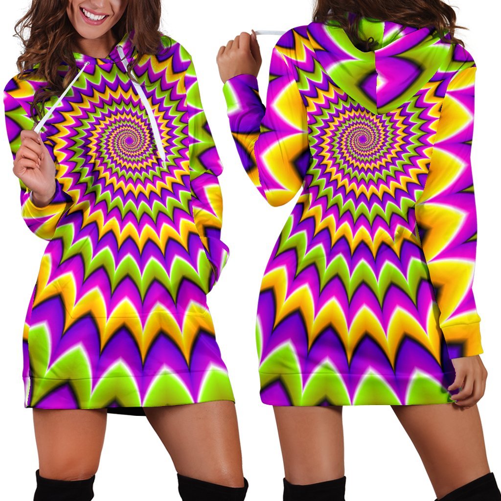 Twisted Colors Moving Optical Illusion Hoodie Dress GearFrost