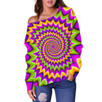 Twisted Colors Moving Optical Illusion Off Shoulder Sweatshirt GearFrost