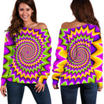 Twisted Colors Moving Optical Illusion Off Shoulder Sweatshirt GearFrost