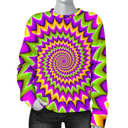 Twisted Colors Moving Optical Illusion Women's Crewneck Sweatshirt GearFrost