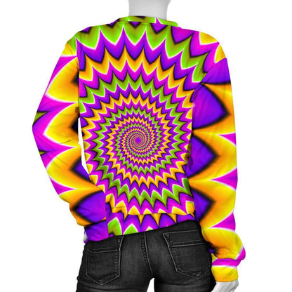 Twisted Colors Moving Optical Illusion Women's Crewneck Sweatshirt GearFrost
