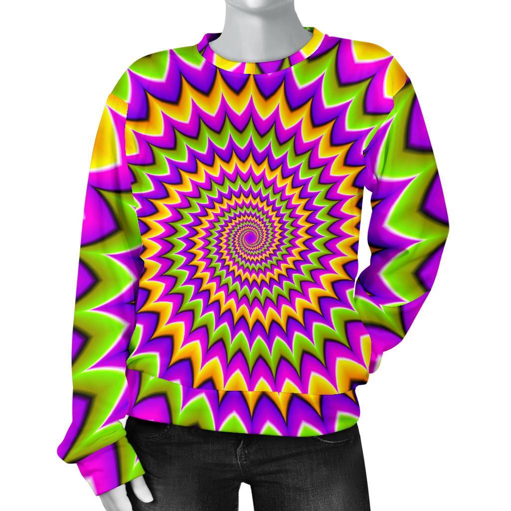 Twisted Colors Moving Optical Illusion Women's Crewneck Sweatshirt GearFrost