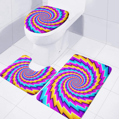 Twisted Spiral Moving Optical Illusion 3 Piece Bath Mat Set