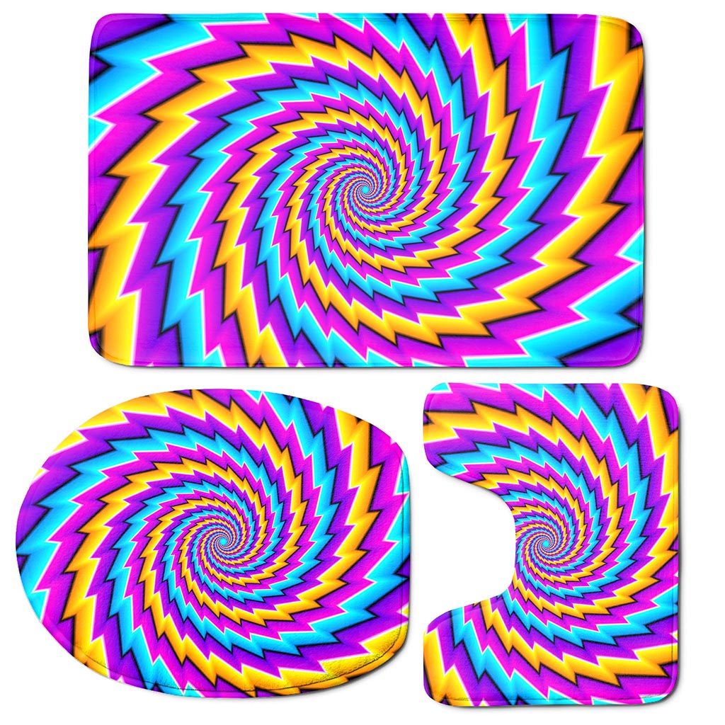 Twisted Spiral Moving Optical Illusion 3 Piece Bath Mat Set