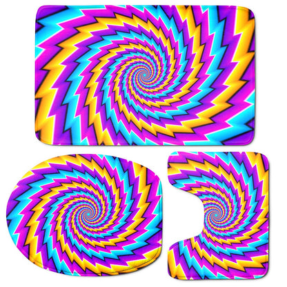 Twisted Spiral Moving Optical Illusion 3 Piece Bath Mat Set