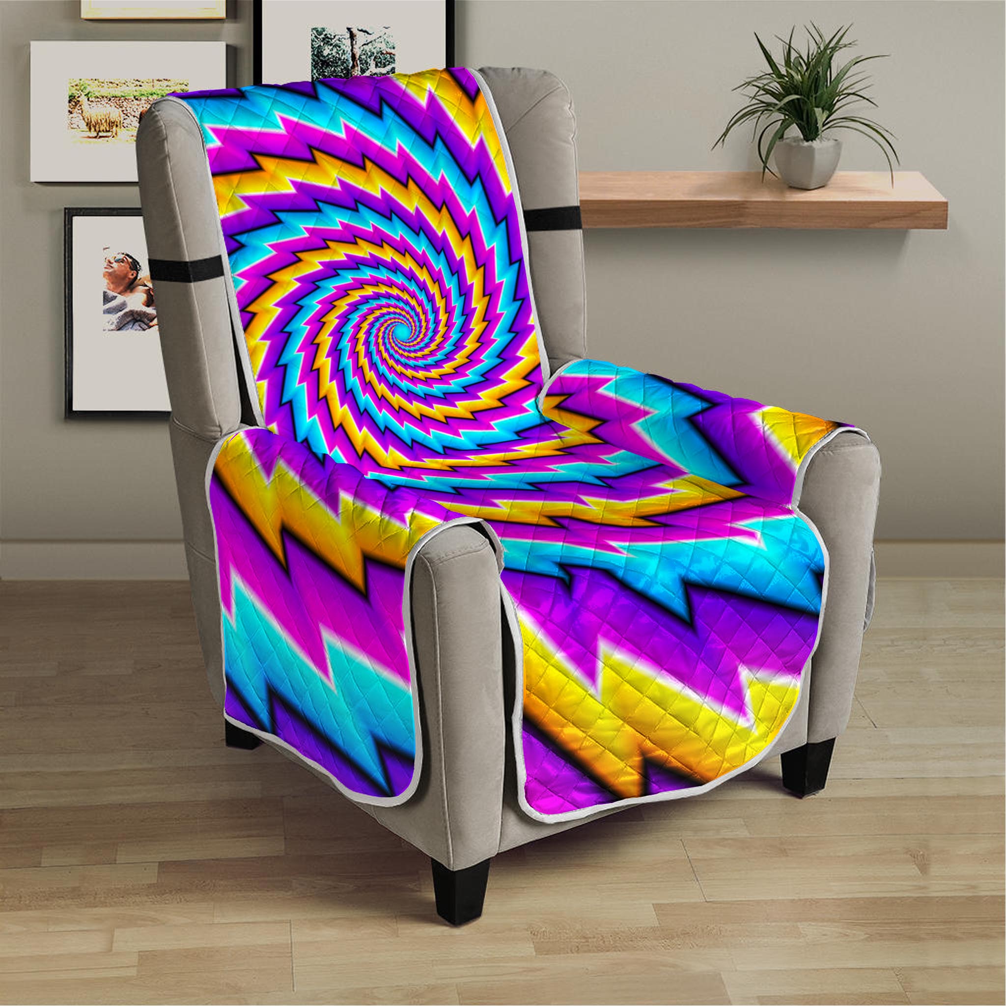 Twisted Spiral Moving Optical Illusion Armchair Protector