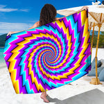 Twisted Spiral Moving Optical Illusion Beach Sarong Wrap