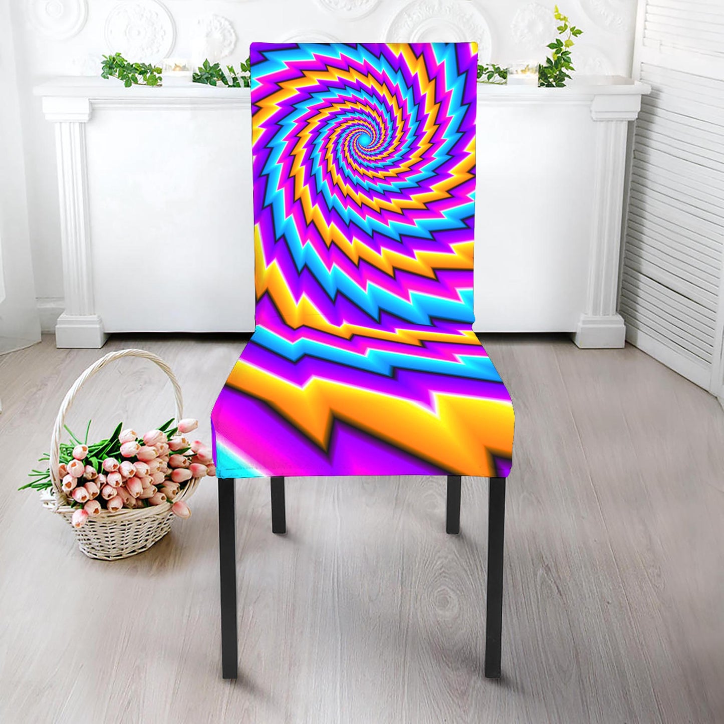 Twisted Spiral Moving Optical Illusion Dining Chair Slipcover