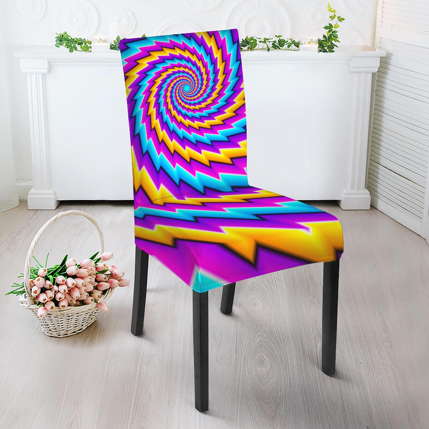 Twisted Spiral Moving Optical Illusion Dining Chair Slipcover
