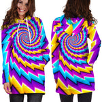 Twisted Spiral Moving Optical Illusion Hoodie Dress GearFrost
