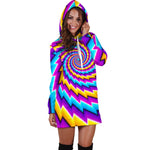 Twisted Spiral Moving Optical Illusion Hoodie Dress GearFrost