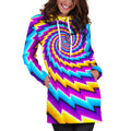 Twisted Spiral Moving Optical Illusion Pullover Hoodie Dress