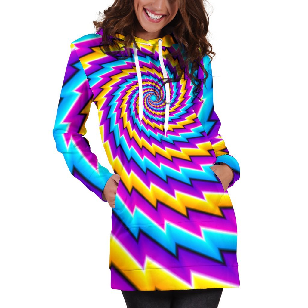 Twisted Spiral Moving Optical Illusion Hoodie Dress GearFrost