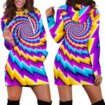 Twisted Spiral Moving Optical Illusion Hoodie Dress GearFrost