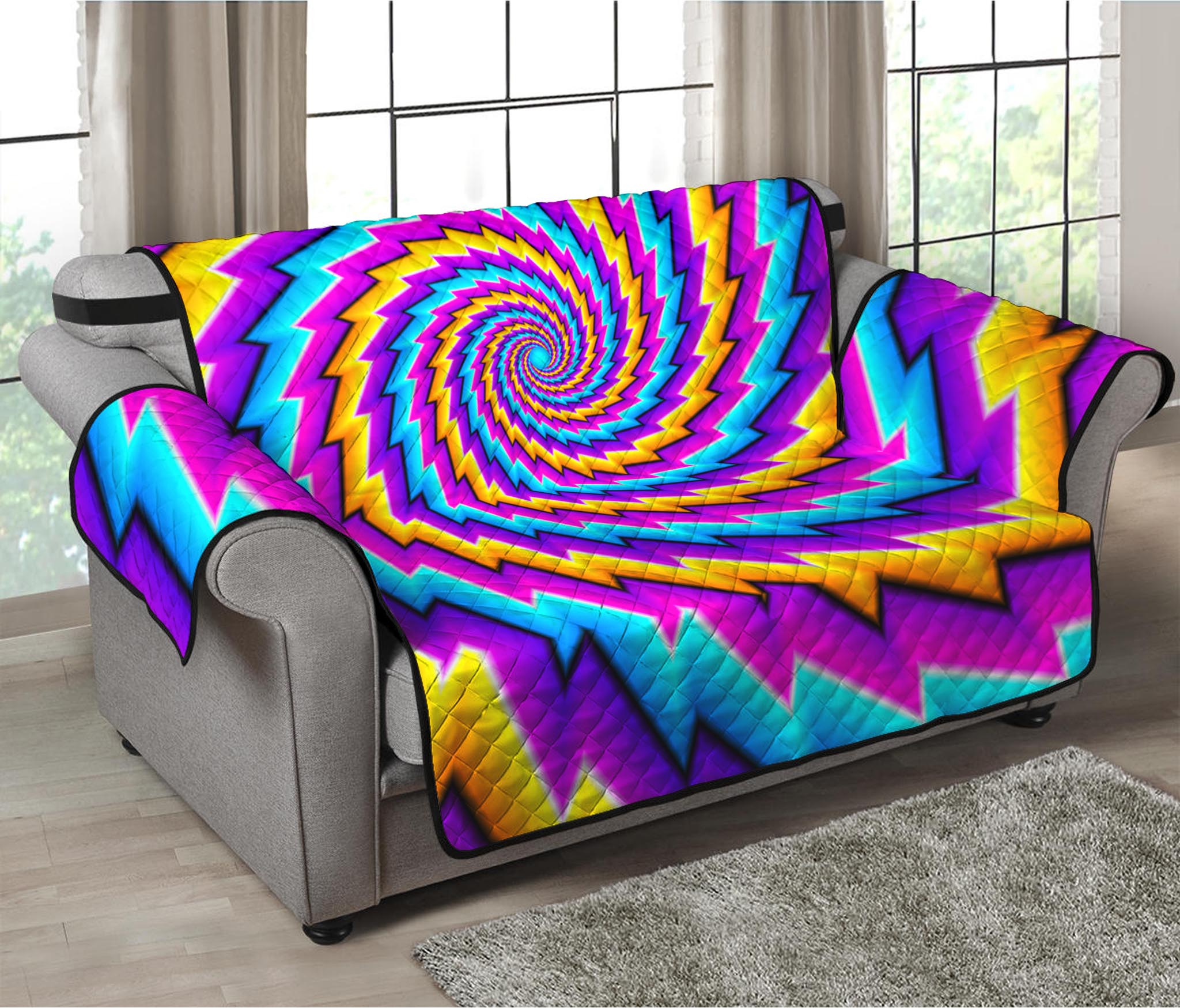 Twisted Spiral Moving Optical Illusion Loveseat Protector