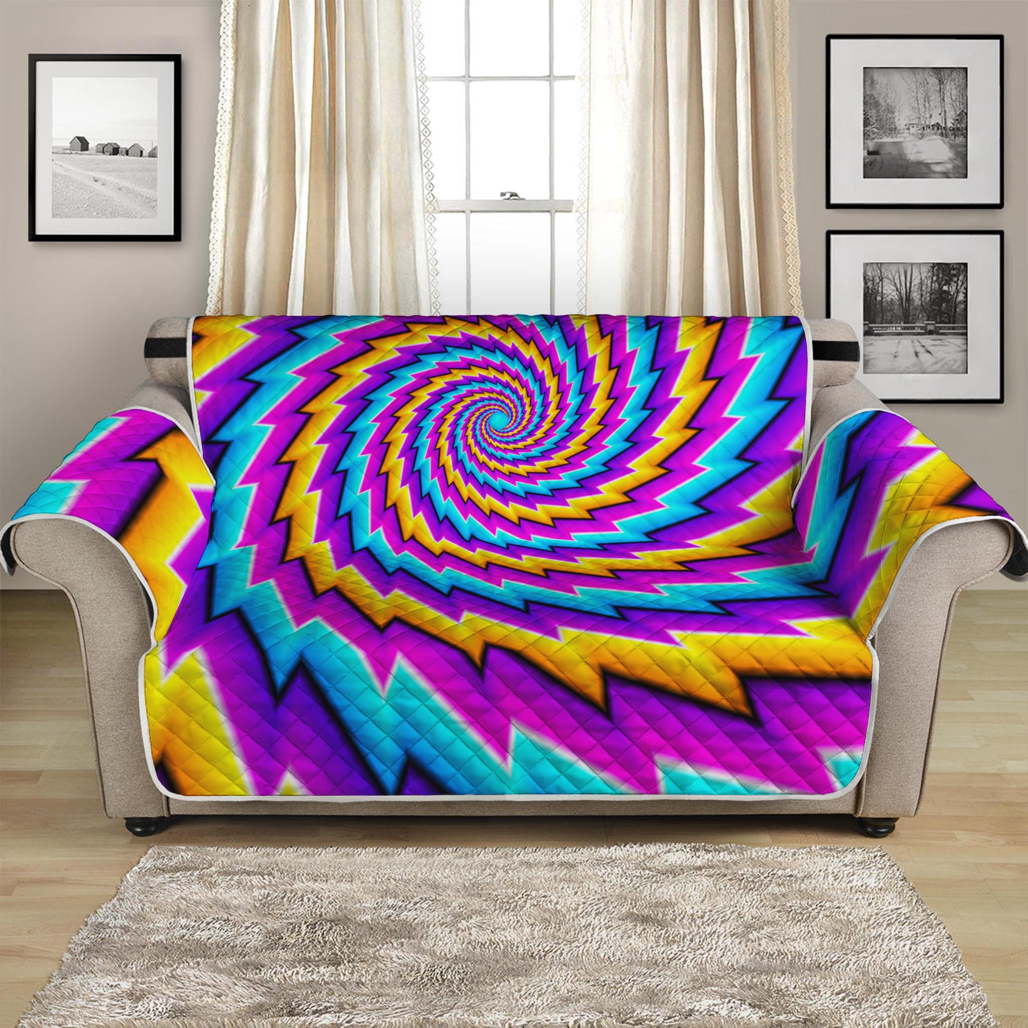 Twisted Spiral Moving Optical Illusion Loveseat Protector