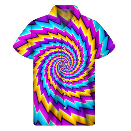 Twisted Spiral Moving Optical Illusion Men's Short Sleeve Shirt