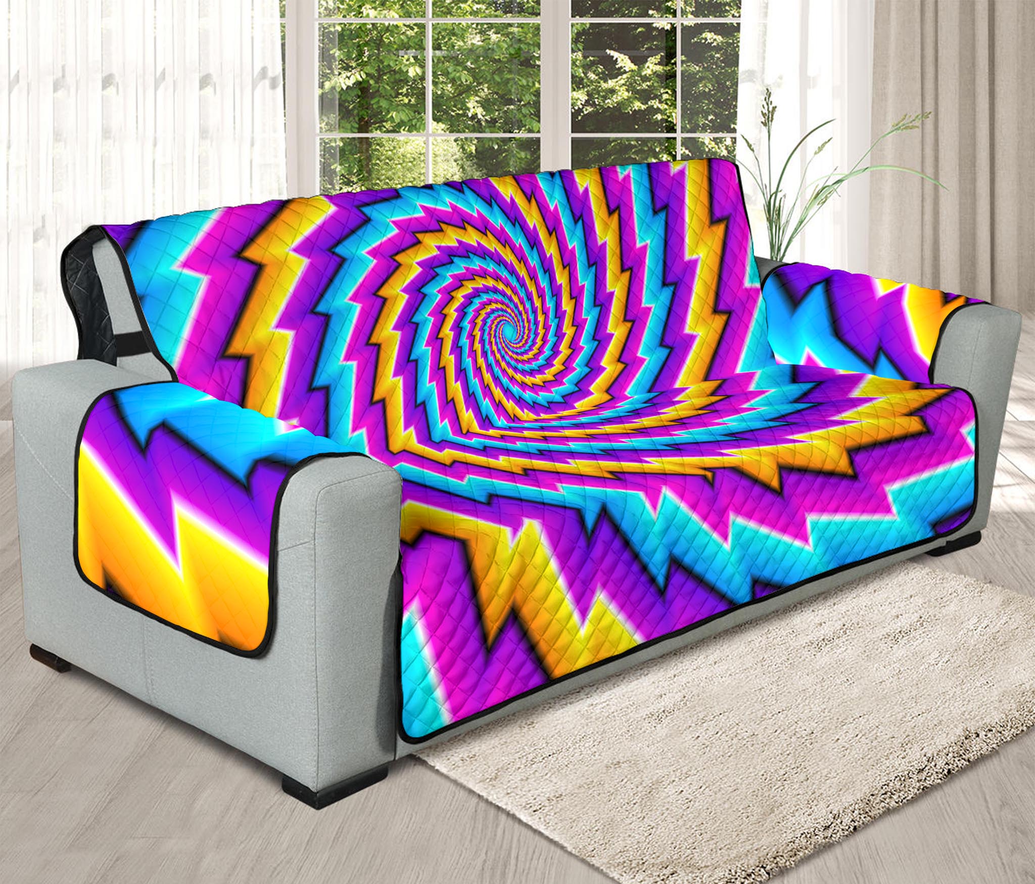 Twisted Spiral Moving Optical Illusion Oversized Sofa Protector