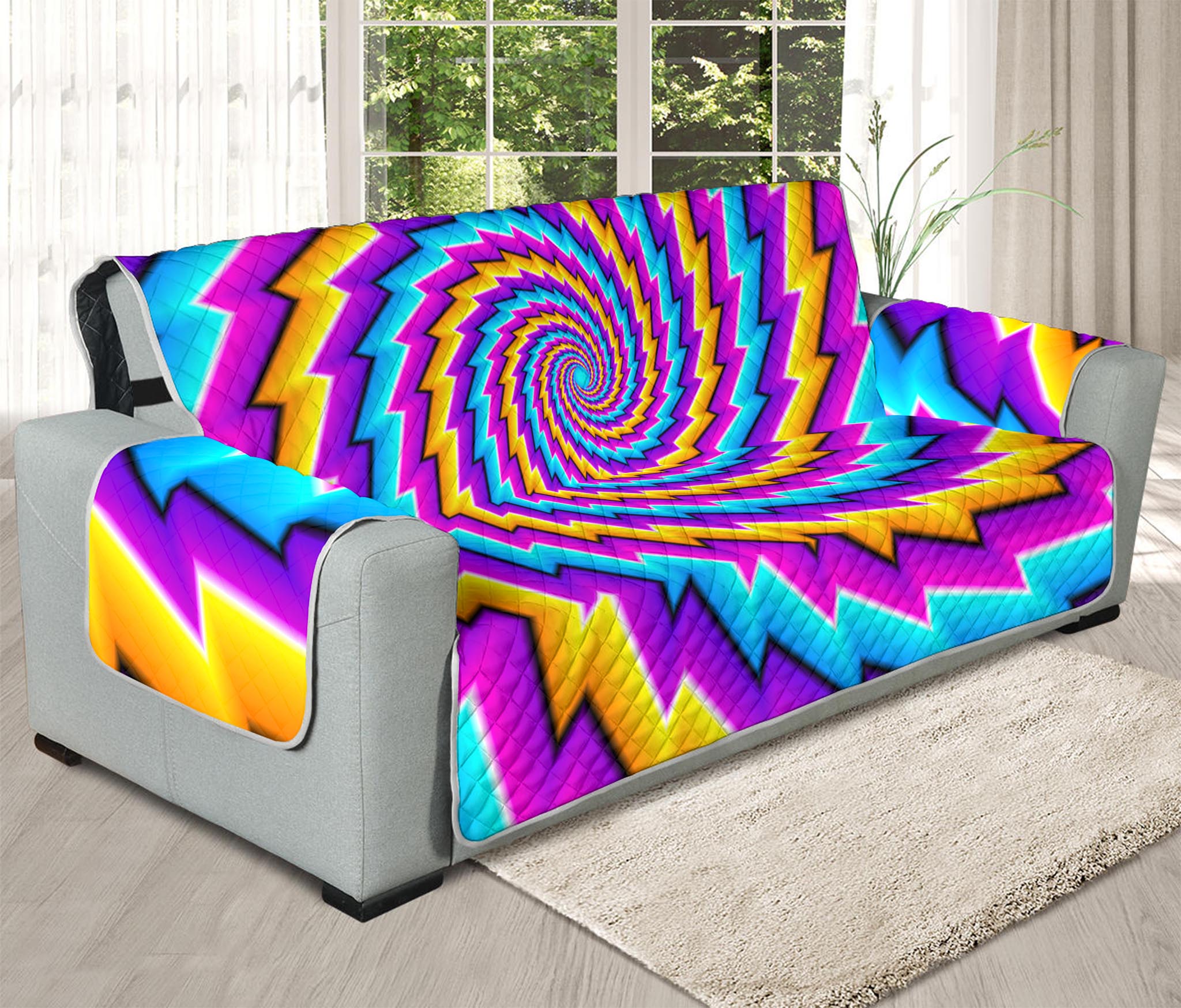 Twisted Spiral Moving Optical Illusion Oversized Sofa Protector