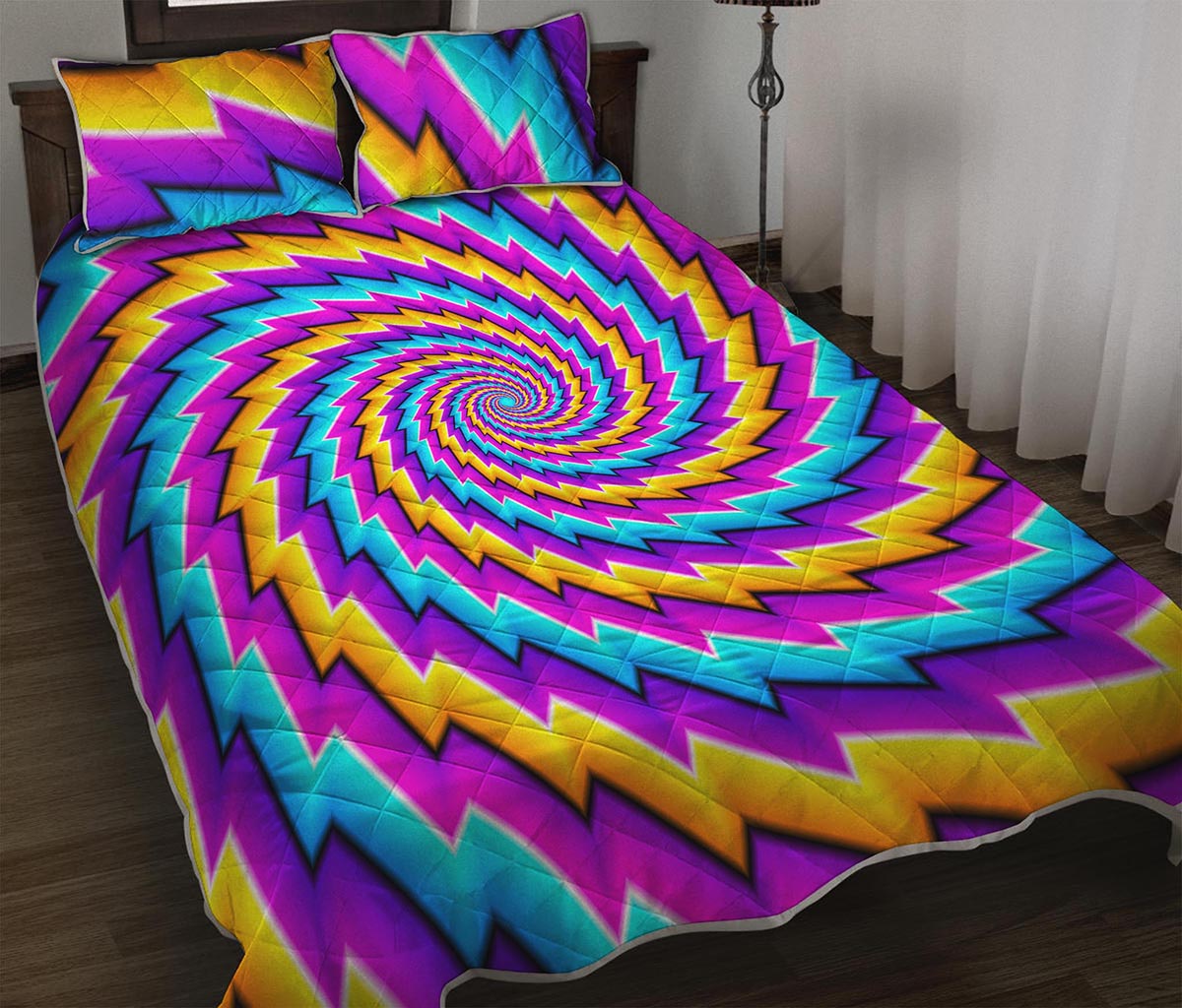Twisted Spiral Moving Optical Illusion Quilt Bed Set
