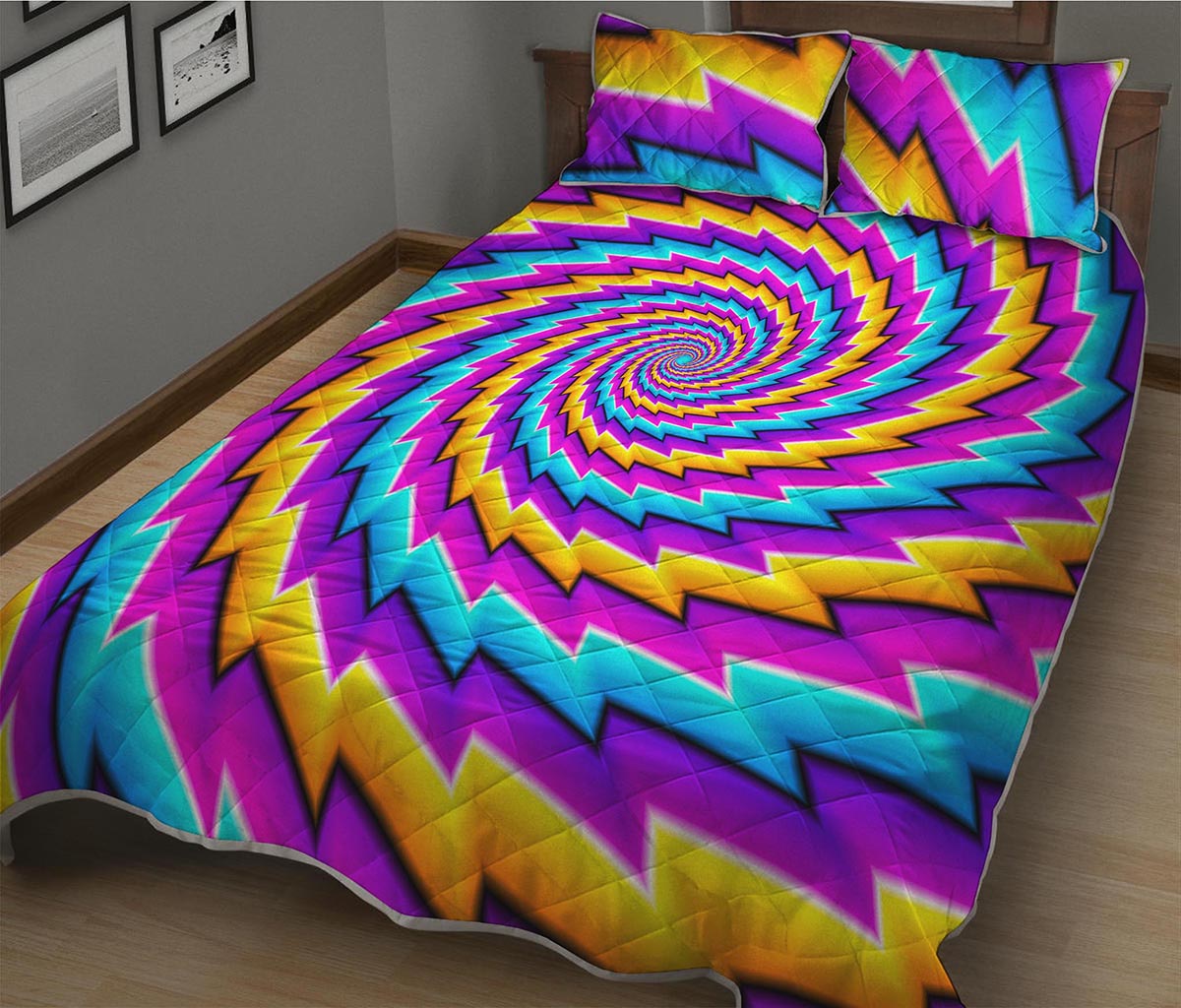 Twisted Spiral Moving Optical Illusion Quilt Bed Set