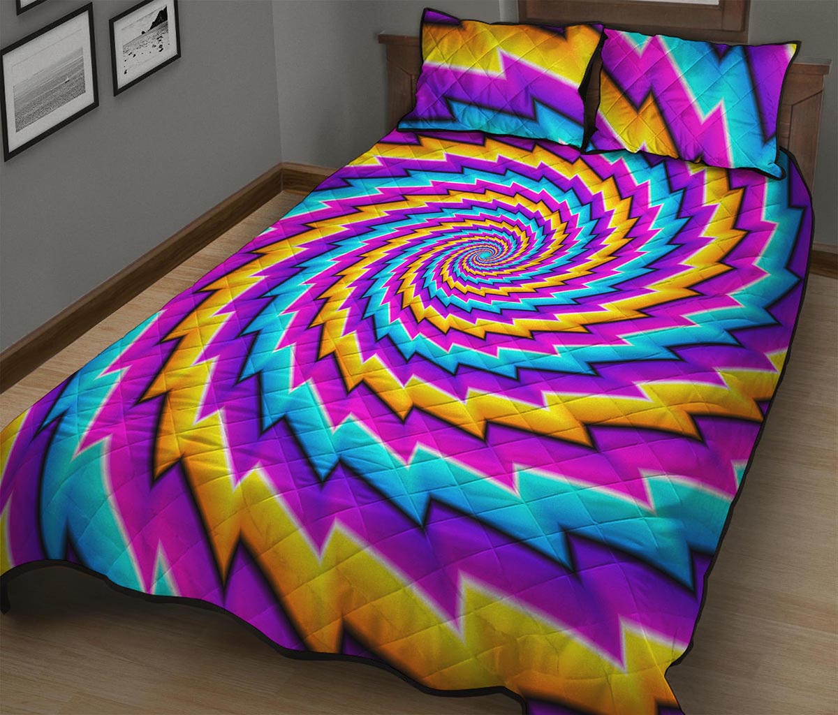 Twisted Spiral Moving Optical Illusion Quilt Bed Set